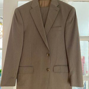 Peter Millar Brown Pinstripe Full Men's Suit - 40L, 33W x 32L